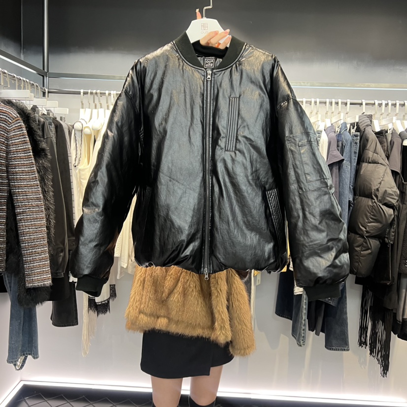 OUS/INCH-L東大門㊣代購女裝新品休閑短款羽絨服皮革鴨絨OUS/INCH短款羽絨服