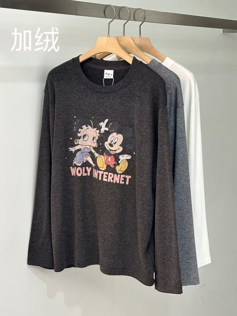 PEPPER-L韓國代購㊣女裝新品休閑人氣真品時尚長袖T恤加絨PEPPER長袖T恤