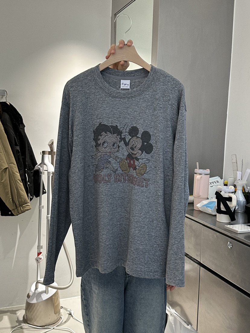 PEPPER-L韓國代購㊣女裝新品休閑人氣真品時尚長袖T恤加絨PEPPER長袖T恤圖色2