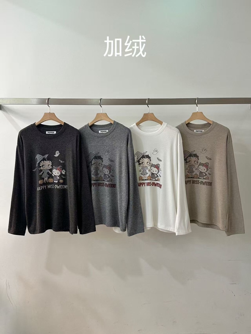 PEPPER-L東大門㊣代購女士新款25秋冬熱賣時尚長袖T恤加絨PEPPER長袖T恤