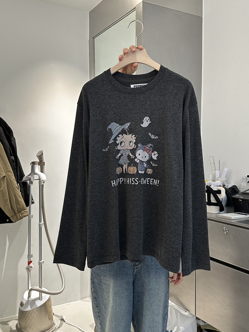 PEPPER-L東大門㊣代購女士新款25秋冬熱賣時尚長袖T恤加絨PEPPER長袖T恤
