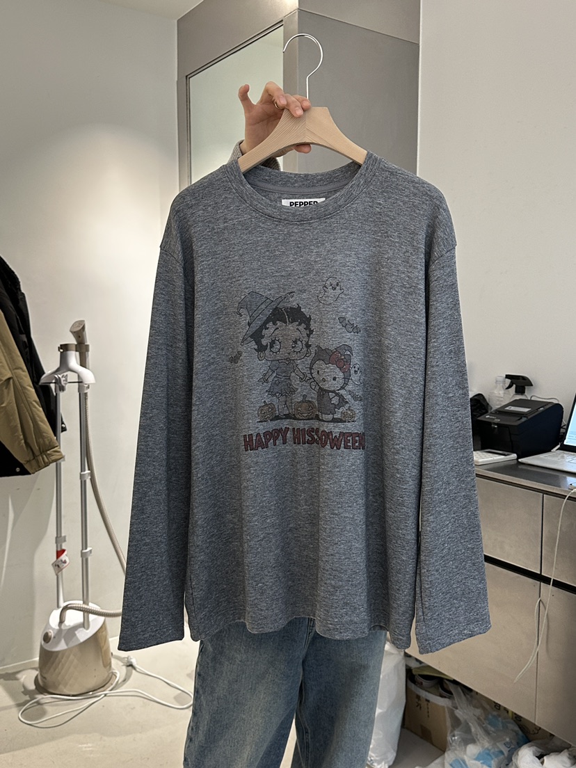 PEPPER-L東大門㊣代購女士新款25秋冬熱賣時尚長袖T恤加絨PEPPER長袖T恤圖色3