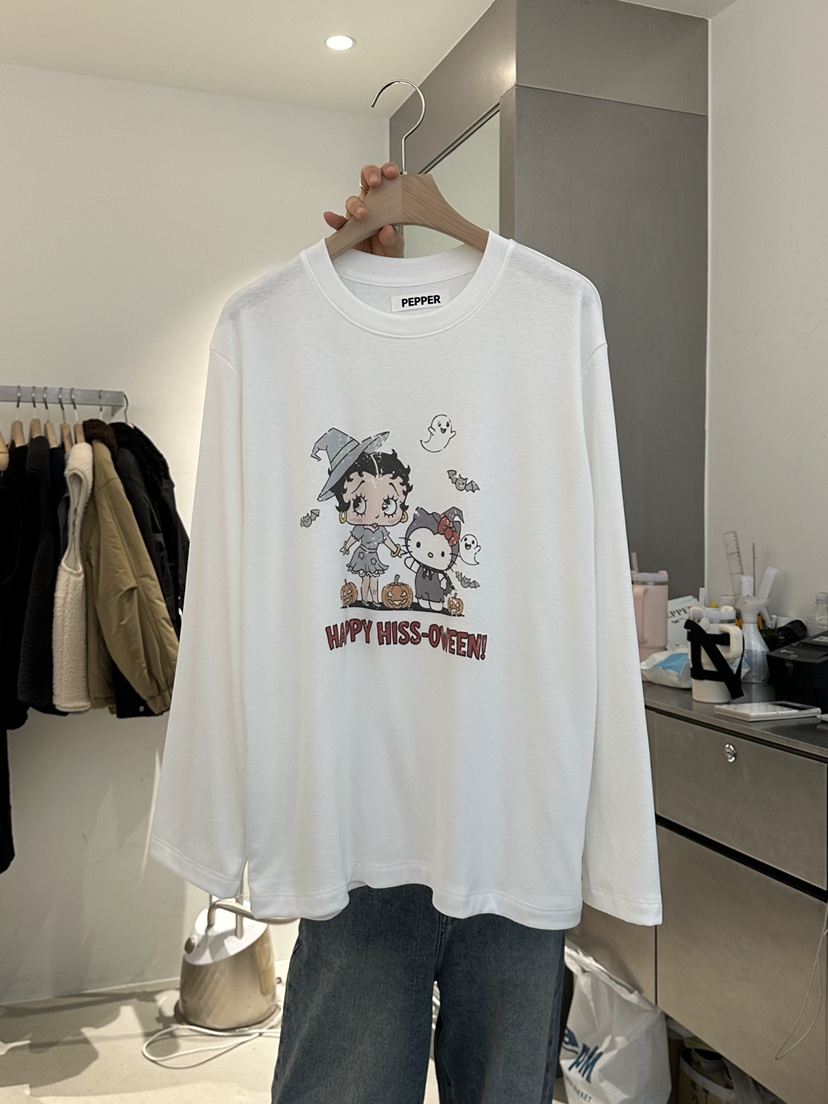 PEPPER-L東大門㊣代購女士新款25秋冬熱賣時尚長袖T恤加絨PEPPER長袖T恤圖色4