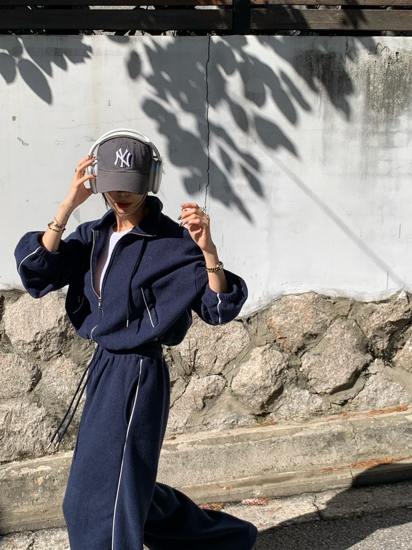 REVE CITE-L韓國代購㊣女裝新款人氣時尚夾克羊毛拉鏈拼色REVE CITE夾克