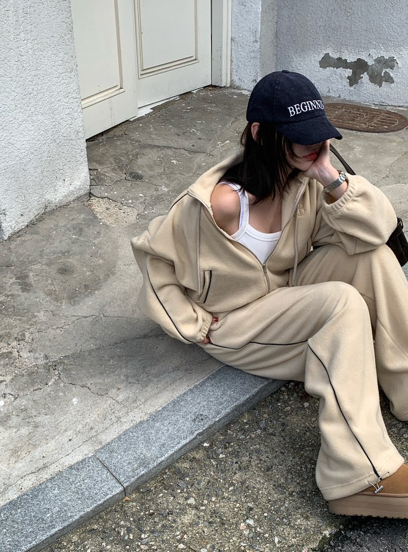 REVE CITE-L韓國代購㊣女裝新款人氣時尚夾克羊毛拉鏈拼色REVE CITE夾克