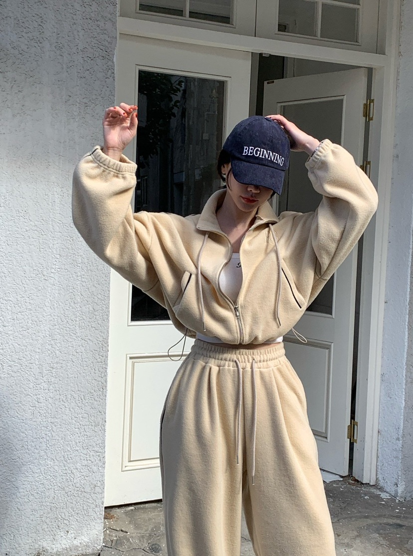 REVE CITE-L韓國代購㊣女裝新款人氣時尚夾克羊毛拉鏈拼色REVE CITE夾克