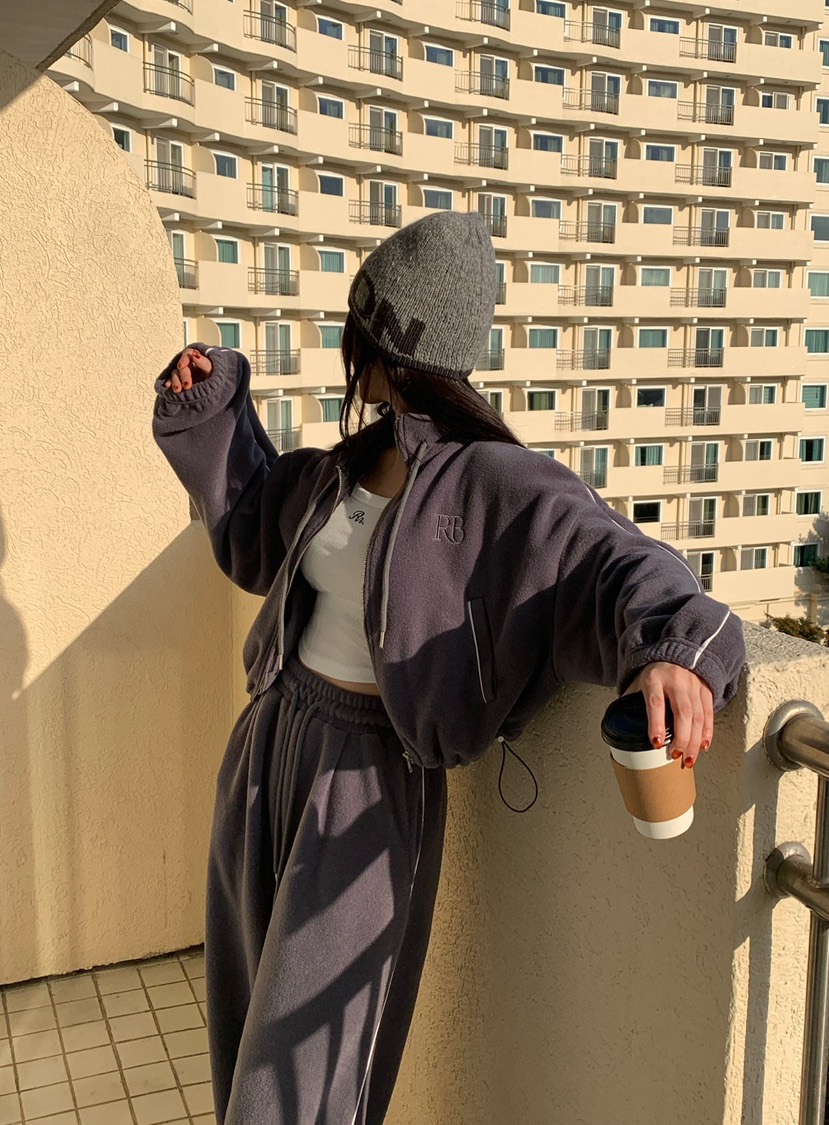 REVE CITE-L韓國代購㊣女裝新款人氣時尚夾克羊毛拉鏈拼色REVE CITE夾克