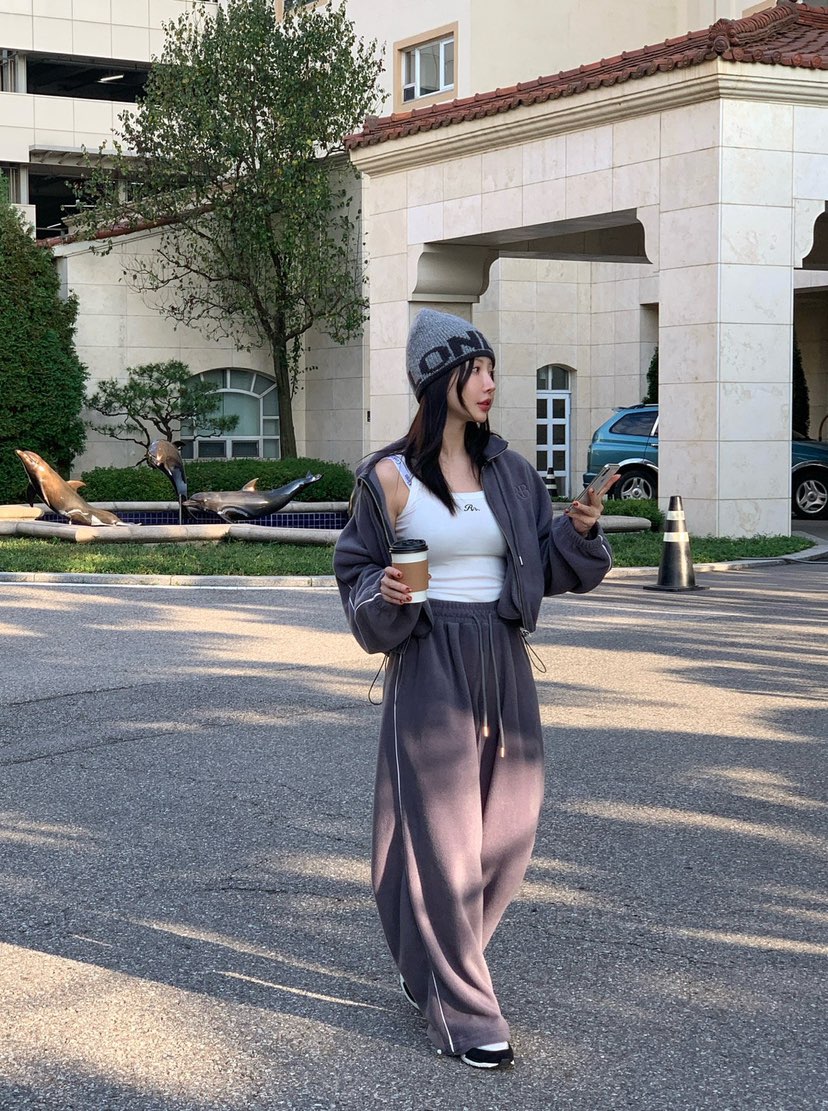 REVE CITE-L韓國代購㊣女裝新款人氣時尚夾克羊毛拉鏈拼色REVE CITE夾克