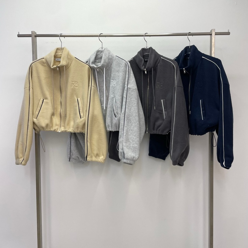 REVE CITE-L韓國代購㊣女裝新款人氣時尚夾克羊毛拉鏈拼色REVE CITE夾克