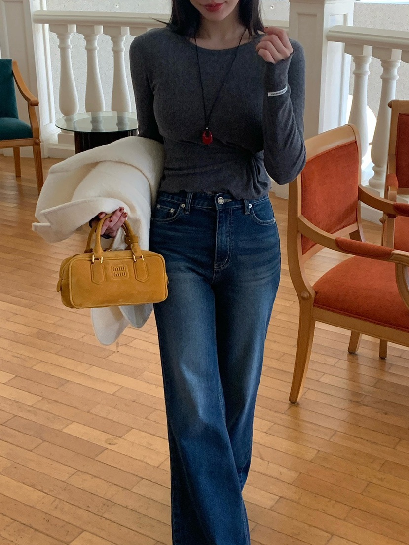 REVE CITE-L韓國代購㊣女裝新品熱賣職業人氣推薦真品牛仔褲REVE CITE牛仔褲