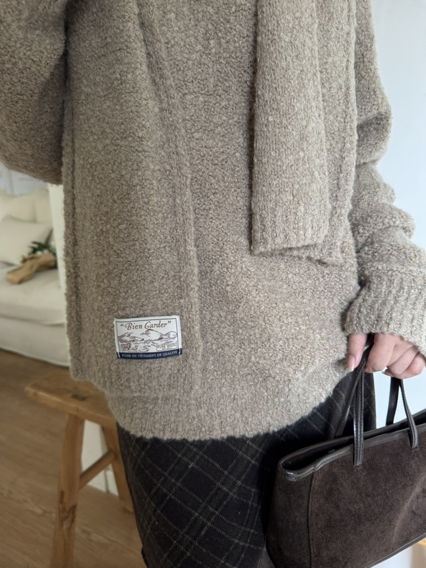 BIEN GARDER韓國直郵㊣女裝新款人氣職業針織衫含圍巾羊毛BIEN GARDER針織衫