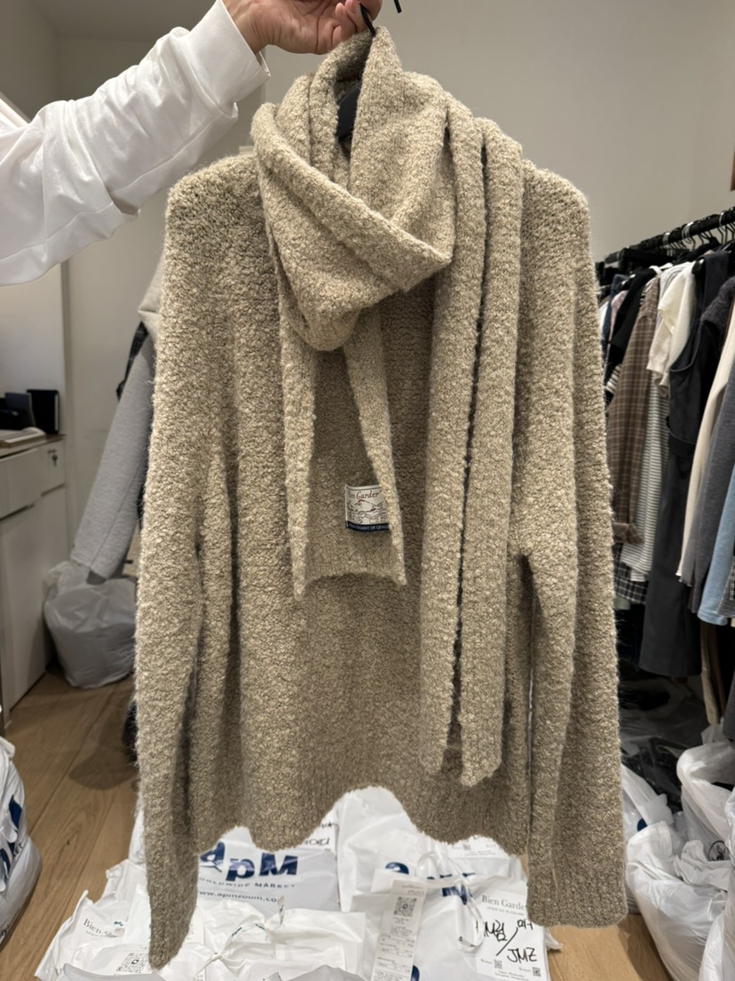 BIEN GARDER韓國直郵㊣女裝新款人氣職業針織衫含圍巾羊毛BIEN GARDER針織衫圖色2