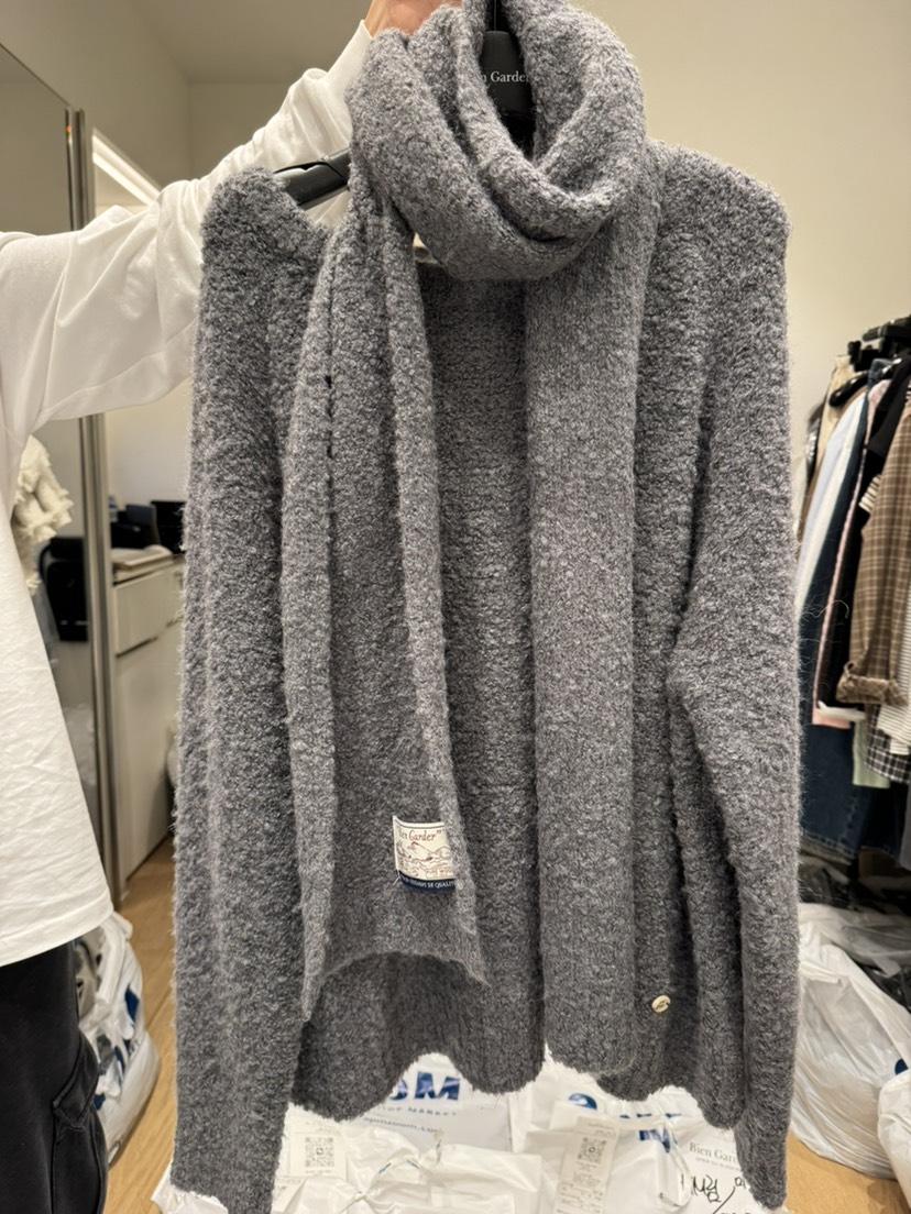 BIEN GARDER韓國直郵㊣女裝新款人氣職業針織衫含圍巾羊毛BIEN GARDER針織衫圖色3