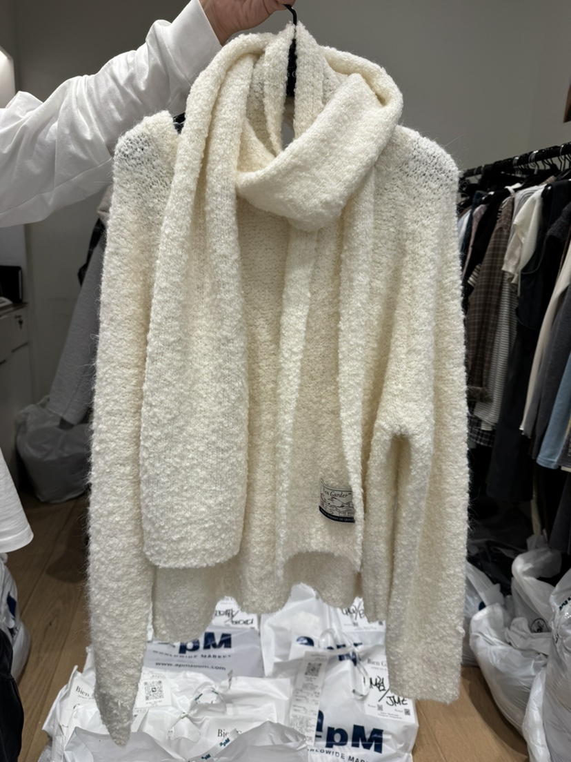 BIEN GARDER韓國直郵㊣女裝新款人氣職業針織衫含圍巾羊毛BIEN GARDER針織衫圖色4