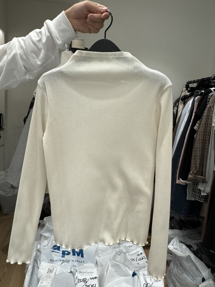 BIEN GARDER東大門㊣實拍女士新款推薦人氣長袖T恤柔軟褶皺BIEN GARDER長袖T恤