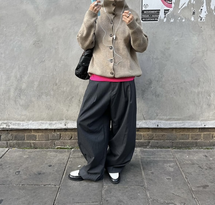 REDDISH BROWN東大門㊣直郵女裝新品時尚推薦休閑褲羊毛條紋REDDISH BROWN休閑褲