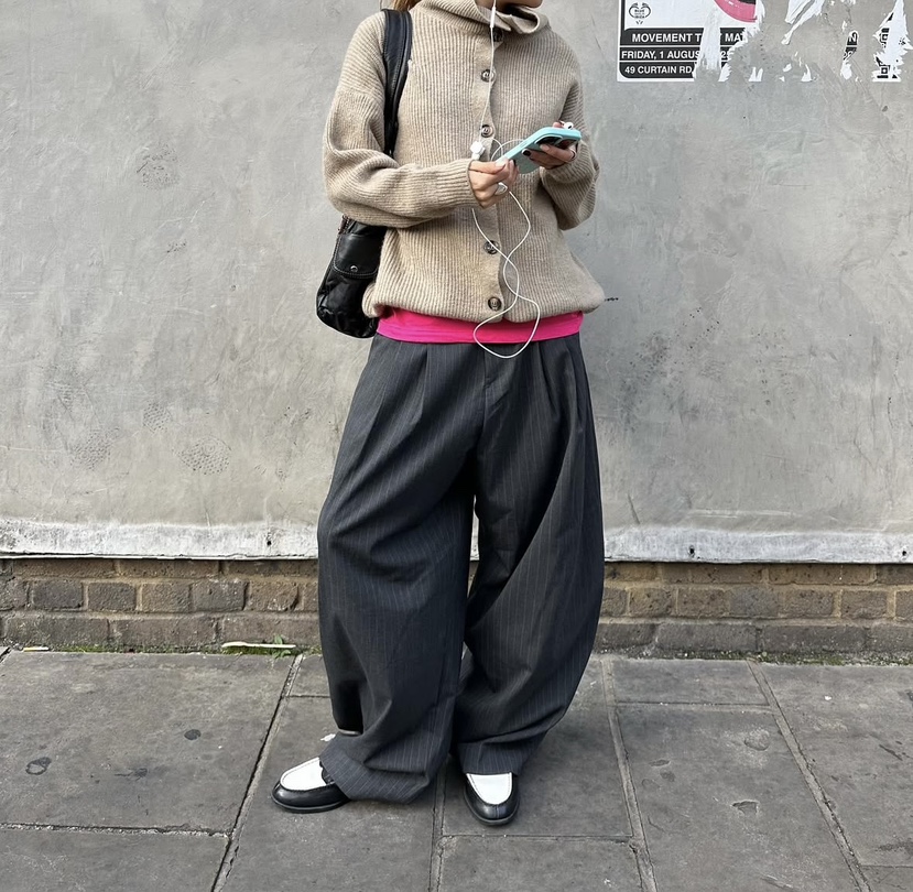 REDDISH BROWN東大門㊣直郵女裝新品時尚推薦休閑褲羊毛條紋REDDISH BROWN休閑褲