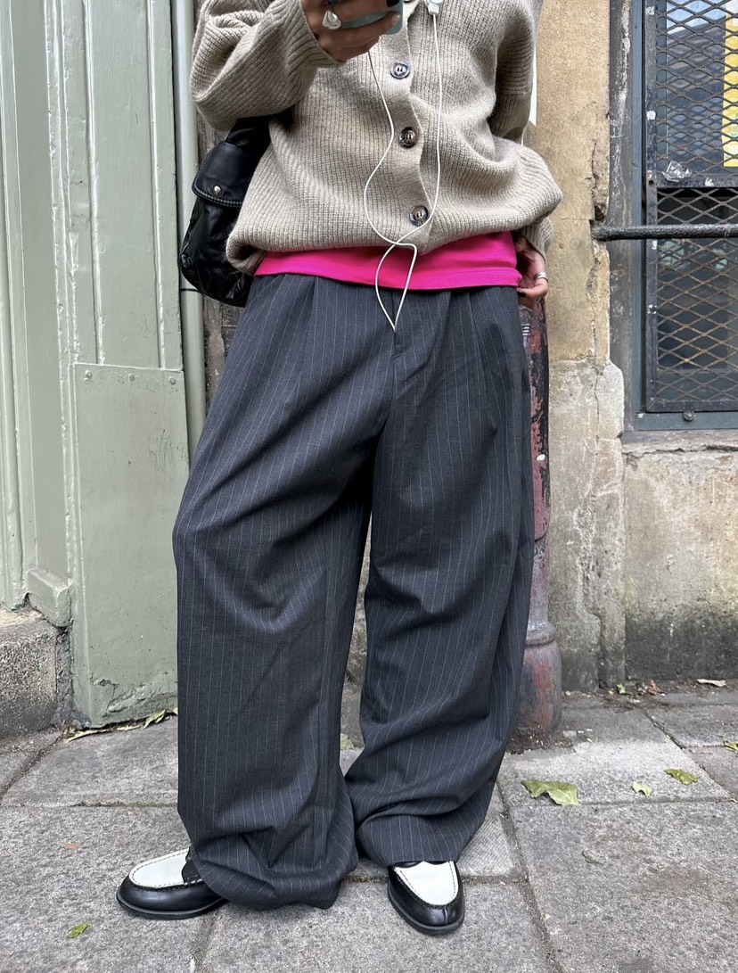 REDDISH BROWN東大門㊣直郵女裝新品時尚推薦休閑褲羊毛條紋REDDISH BROWN休閑褲