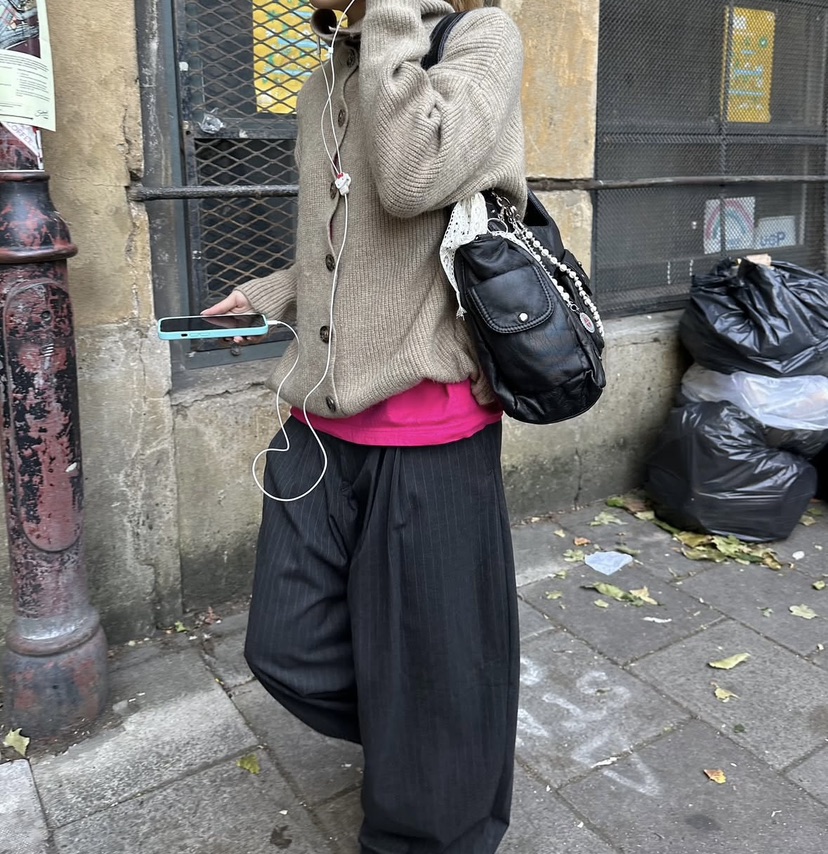 REDDISH BROWN東大門㊣直郵女裝新品時尚推薦休閑褲羊毛條紋REDDISH BROWN休閑褲