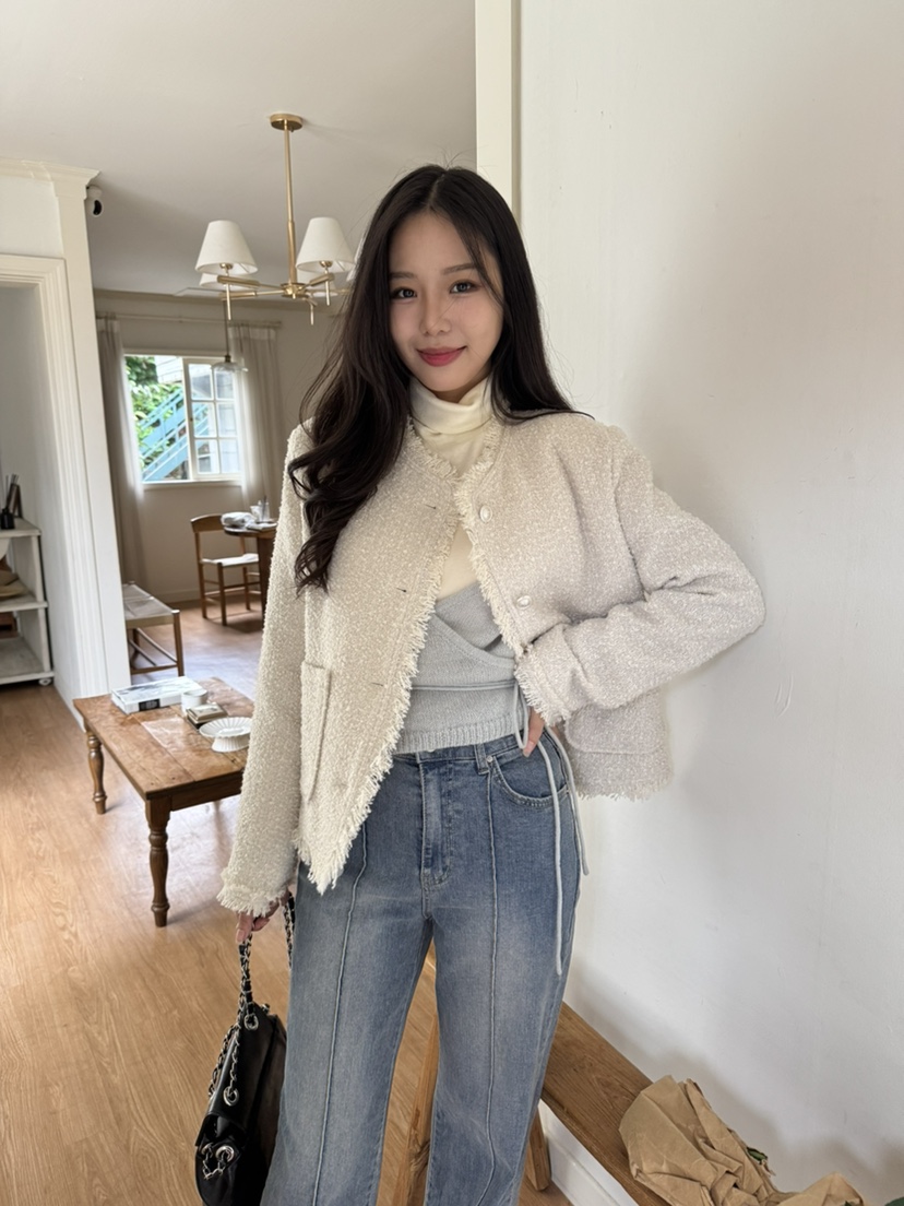 BIEN GARDER東大門㊣實拍女裝新款25秋冬熱賣休閑夾克花呢BIEN GARDER夾克