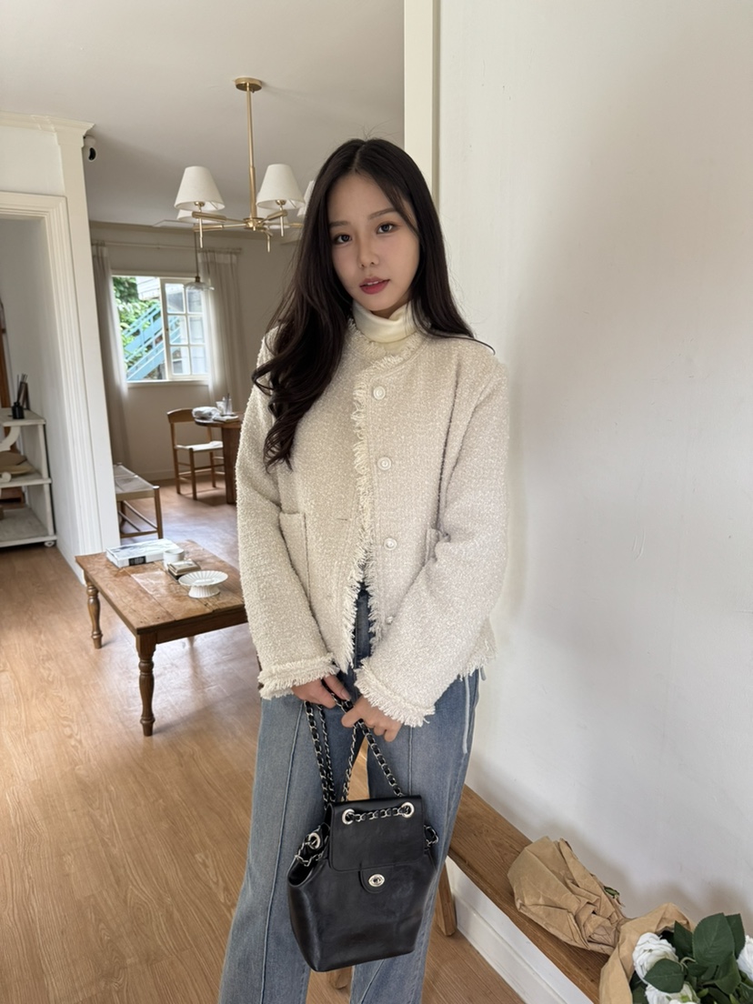 BIEN GARDER東大門㊣實拍女裝新款25秋冬熱賣休閑夾克花呢BIEN GARDER夾克