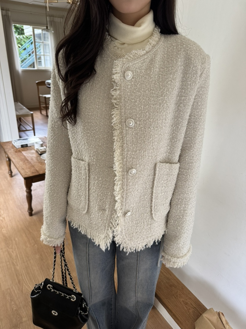 BIEN GARDER東大門㊣實拍女裝新款25秋冬熱賣休閑夾克花呢BIEN GARDER夾克