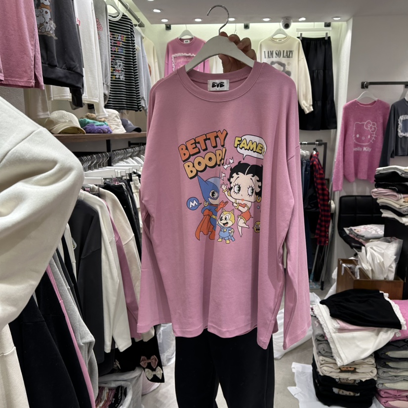 EVE東大門㊣直郵女裝新款25秋冬休閑時尚推薦熱賣人氣長袖T恤EVE長袖T恤圖色2