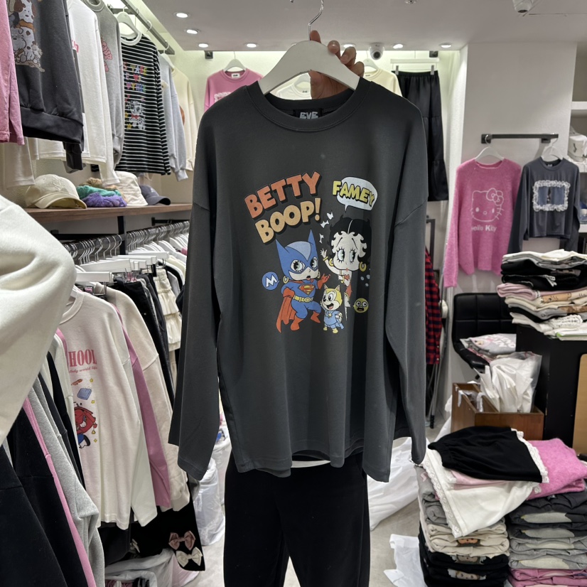 EVE東大門㊣直郵女裝新款25秋冬休閑時尚推薦熱賣人氣長袖T恤EVE長袖T恤圖色3