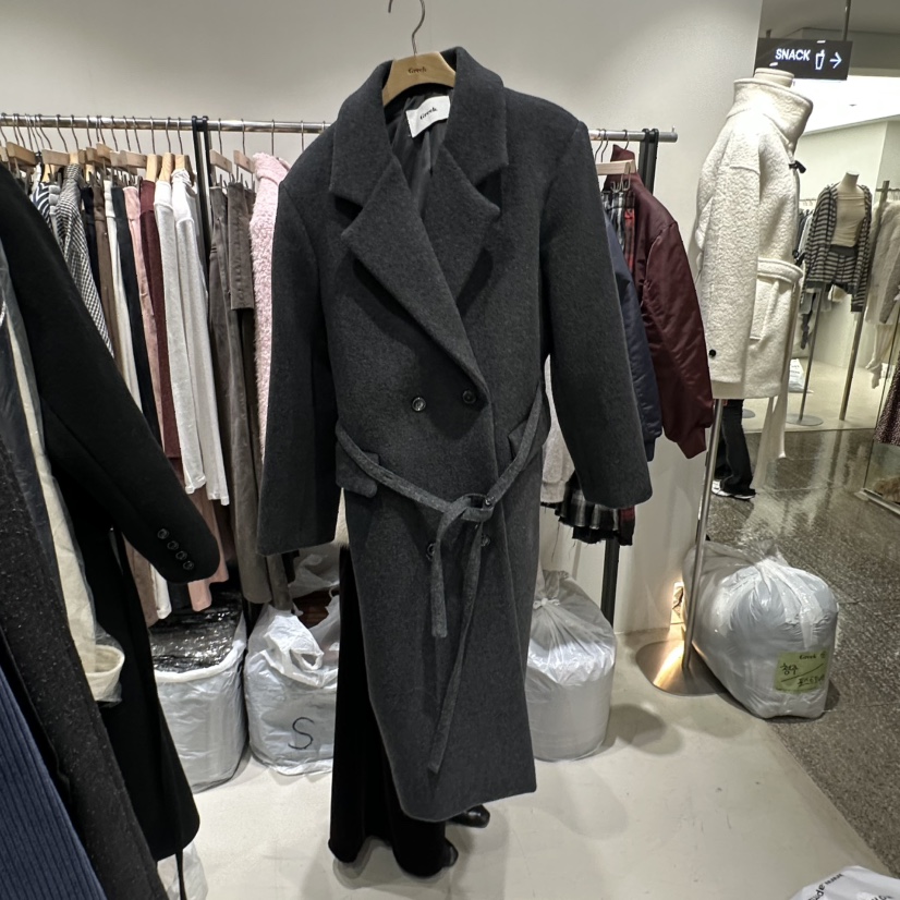 GREEK韓國代購㊣女裝新品熱賣真品休閑時尚中長款大衣含腰帶GREEK中長款大衣
