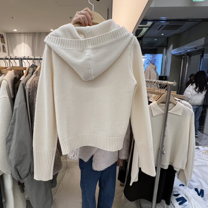 AFTERGLOW韓國代購㊣女裝新款人氣真品時尚25秋冬針織衫開衫連帽AFTERGLOW針織衫