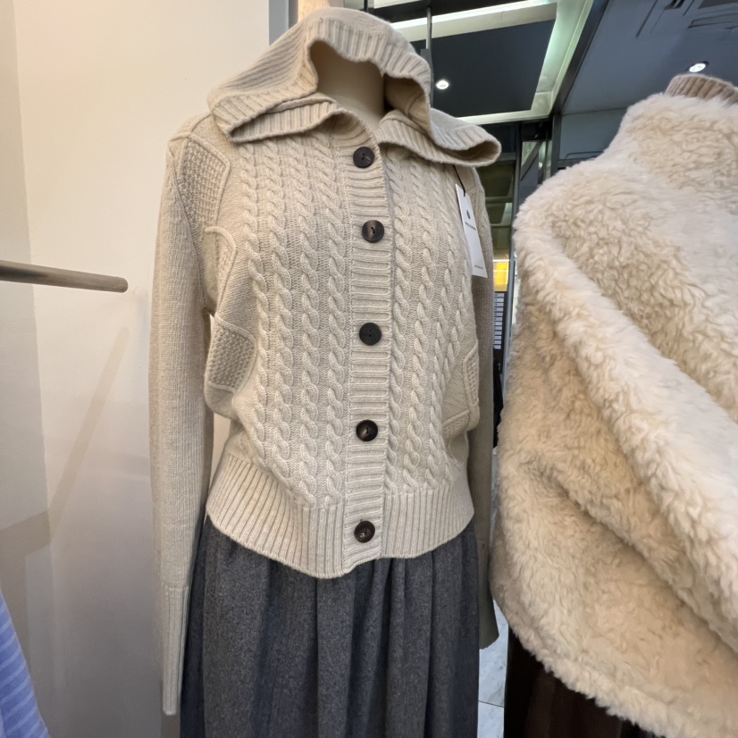 AFTERGLOW韓國代購㊣女裝新款人氣真品時尚25秋冬針織衫開衫連帽AFTERGLOW針織衫圖色2