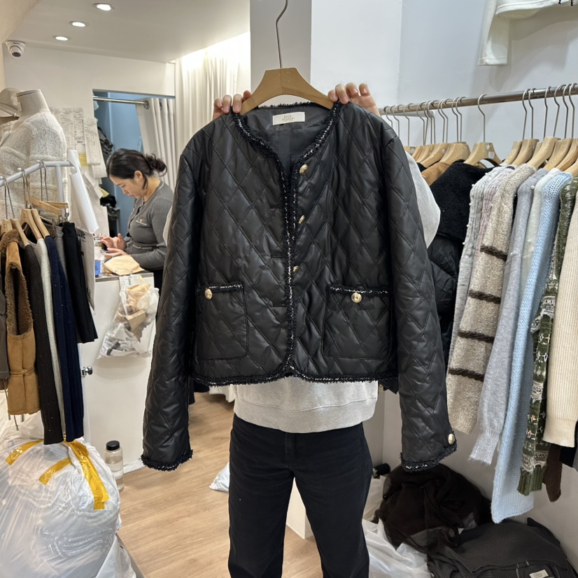 ABLESTUDIO韓國代購㊣女裝新款休閑時尚25秋冬人氣夾克絎縫ABLESTUDIO夾克圖色2