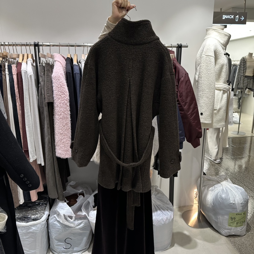 GREEK東大門㊣代購女裝新款真品推薦25秋冬人氣短款大衣含腰帶GREEK短款大衣