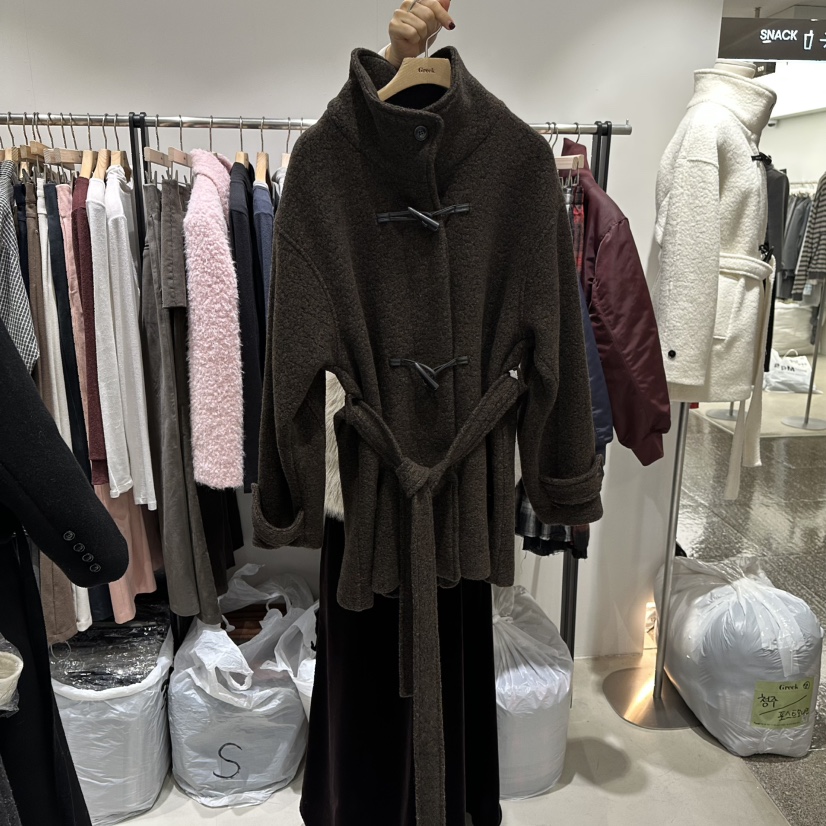 GREEK東大門㊣代購女裝新款真品推薦25秋冬人氣短款大衣含腰帶GREEK短款大衣圖色2