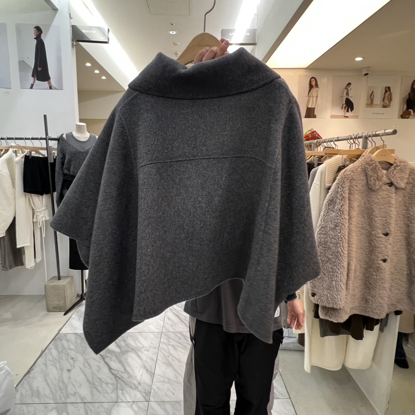 AFTERGLOW東大門㊣實拍女裝新款時尚推薦職業短款大衣斗篷羊絨AFTERGLOW短款大衣