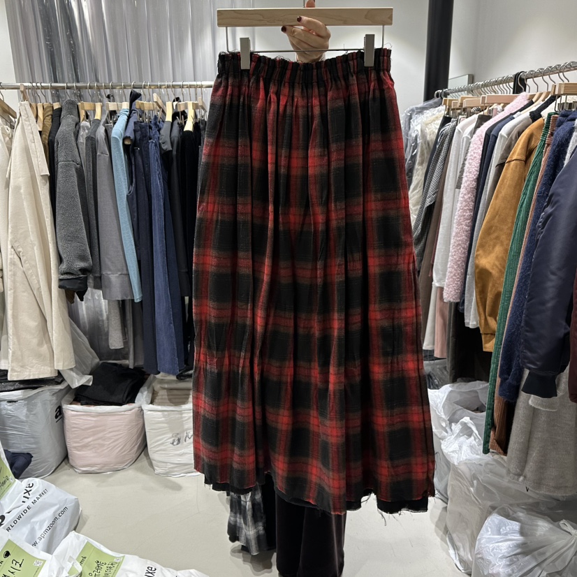GREEK東大門㊣實拍女裝新品人氣熱賣休閑推薦職業長裙格紋褶皺GREEK長裙
