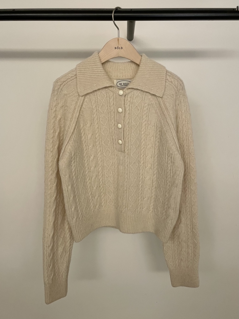 BOLD-A東大門㊣實拍女裝新款職業休閑推薦時尚25秋冬針織衫紐扣RE BOLD針織衫