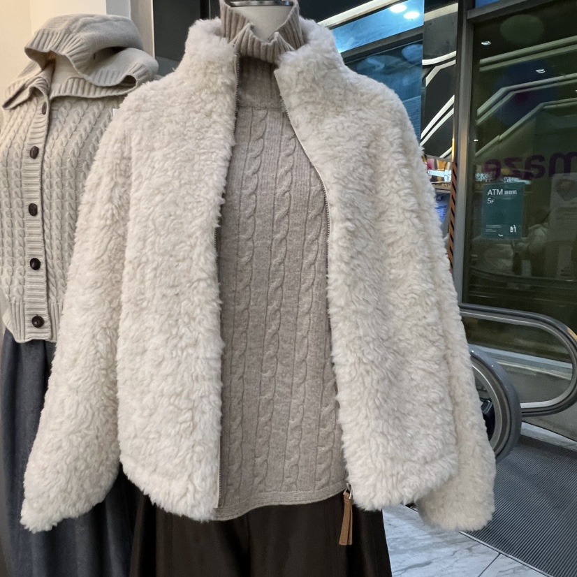 AFTERGLOW東大門㊣代購女士新品人氣熱賣推薦短款大衣皮草拉鏈AFTERGLOW短款大衣