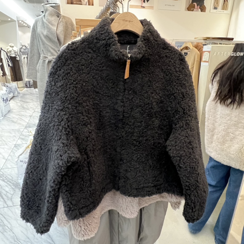 AFTERGLOW東大門㊣代購女士新品人氣熱賣推薦短款大衣皮草拉鏈AFTERGLOW短款大衣圖色2