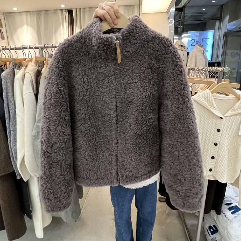 AFTERGLOW東大門㊣代購女士新品人氣熱賣推薦短款大衣皮草拉鏈AFTERGLOW短款大衣圖色3