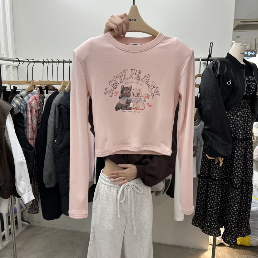 VENEFIT韓國直郵㊣女裝新款推薦真品職業人氣時尚長袖T恤加絨VENEFIT/JENNIE長袖T恤圖色2