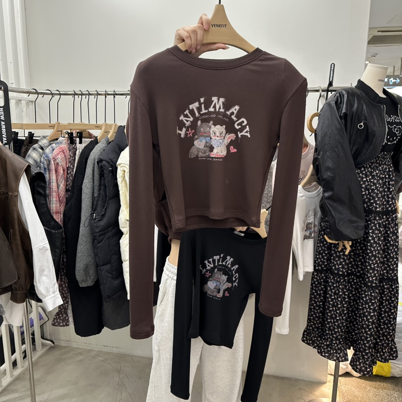 VENEFIT韓國直郵㊣女裝新款推薦真品職業人氣時尚長袖T恤加絨VENEFIT/JENNIE長袖T恤圖色3