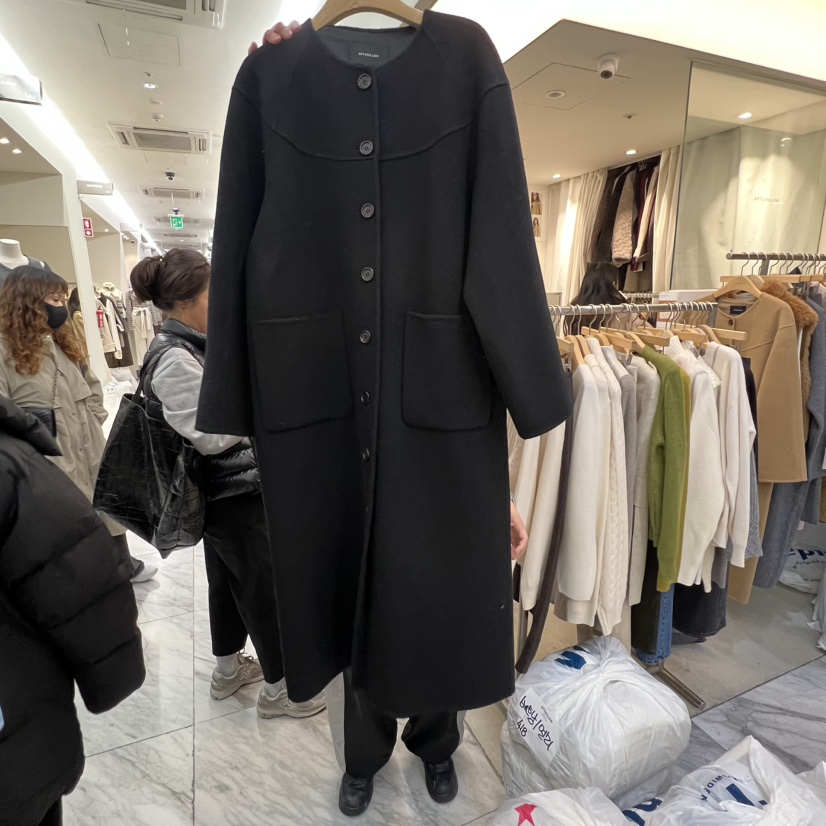AFTERGLOW東大門㊣直郵女士新品真品推薦中長款大衣手工圓領AFTERGLOW中長款大衣圖色2
