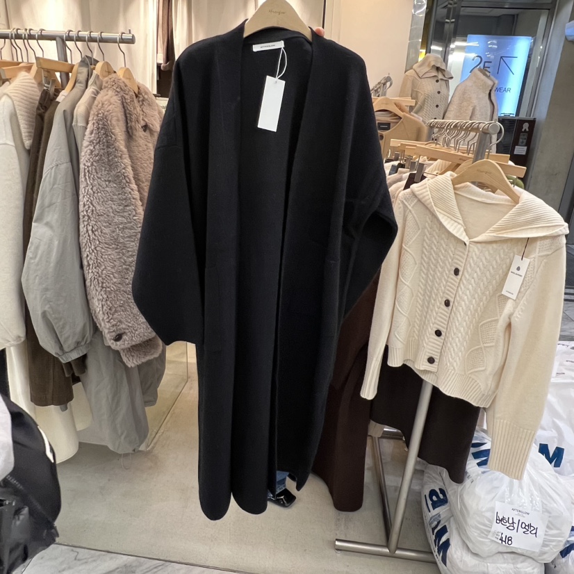 AFTERGLOW韓國直郵㊣女裝新品人氣真品職業長款風衣口袋開衫AFTERGLOW長款風衣圖色3