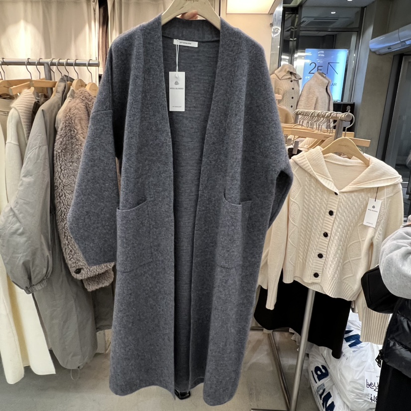 AFTERGLOW韓國直郵㊣女裝新品人氣真品職業長款風衣口袋開衫AFTERGLOW長款風衣圖色5