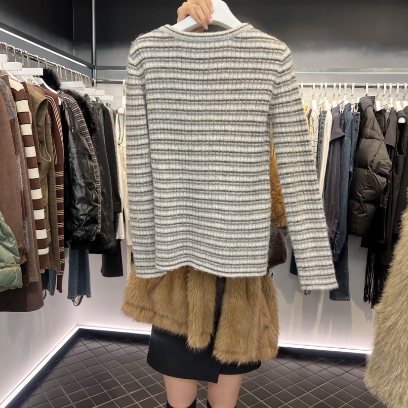 OUS/INCH-L韓國直郵㊣女士新款真品時尚針織衫開襟衫馬海毛OUS/INCH針織衫