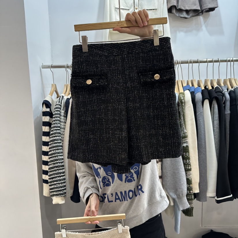 ABLESTUDIO東大門㊣代購女士新款真品時尚推薦人氣短褲粗花呢ABLESTUDIO短褲圖色2