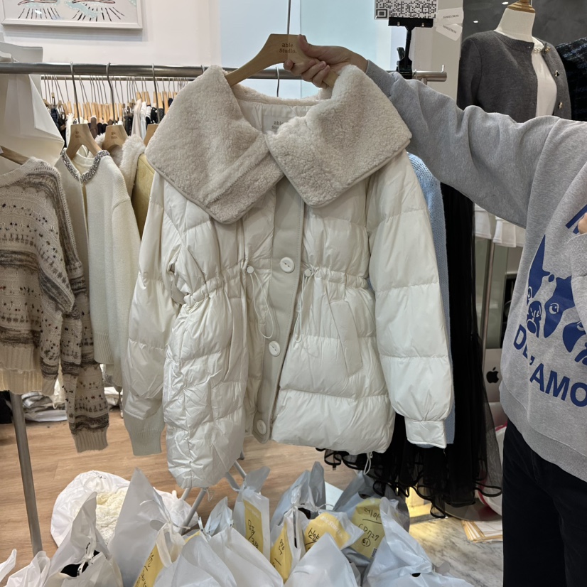 ABLESTUDIO韓國直郵㊣女士新品時尚真品熱賣短款羽絨服紐扣鵝ABLESTUDIO短款羽絨服