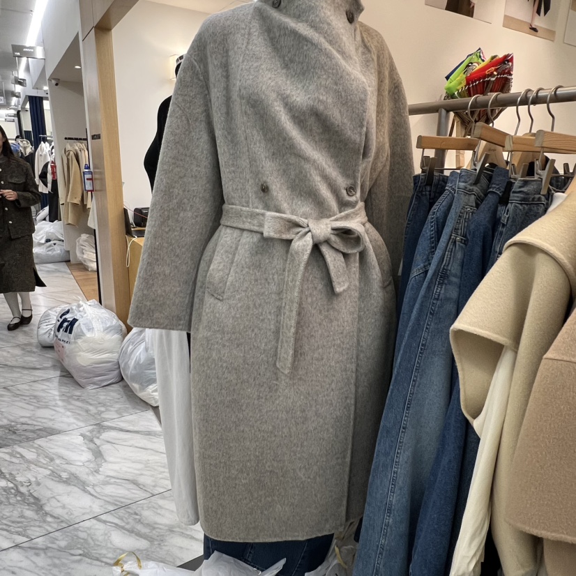 AFTERGLOW東大門㊣直郵女裝新款25秋冬中長款大衣含腰帶手工披肩AFTERGLOW中長款大衣圖色2