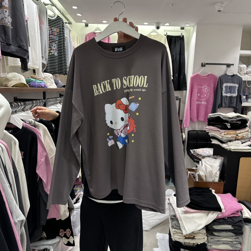 EVE東大門㊣實拍女士新品25秋冬推薦時尚休閑職業熱賣長袖T恤EVE長袖T恤圖色2